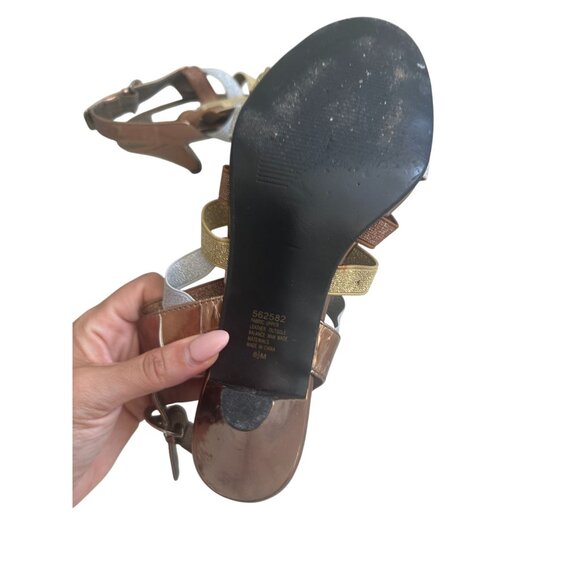 AJ VALENCI Multicolor Metallic Heels Sandals Size 8.5 - Picture 3 of 8